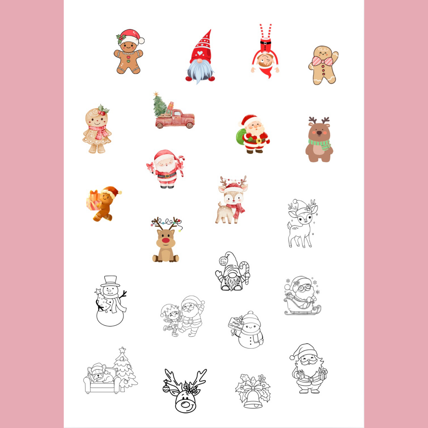 Jouluisia värityskuvia