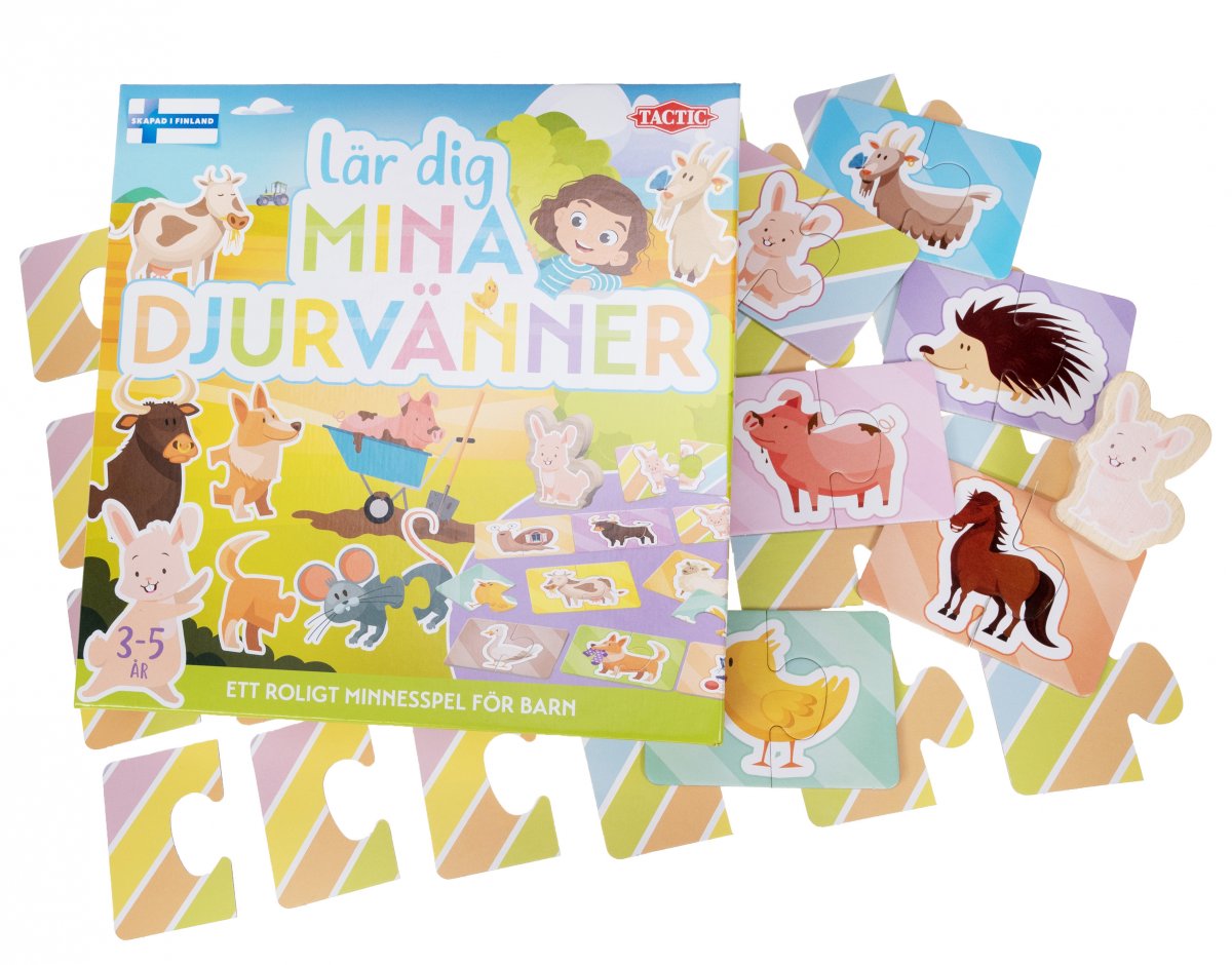 Lär dig mina djurvänner, minnesspel för barn
